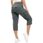 Damskie lekkie spodnie cargo capri