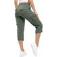 Damskie lekkie spodnie cargo capri