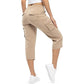 Damskie lekkie spodnie cargo capri