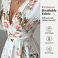 Wydruk vintage róż V-neck sukienka maxi