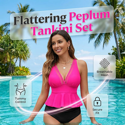 Damski komplet tankini z falbanką i dolną częścią