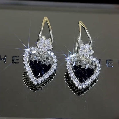 Super Sparkle W stylu vintage Kolczyki z cyrkoniami w kształcie serca