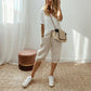 Damskie Casual Spodnie Capri z Bawełny i Lnu