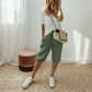 Damskie Casual Spodnie Capri z Bawełny i Lnu
