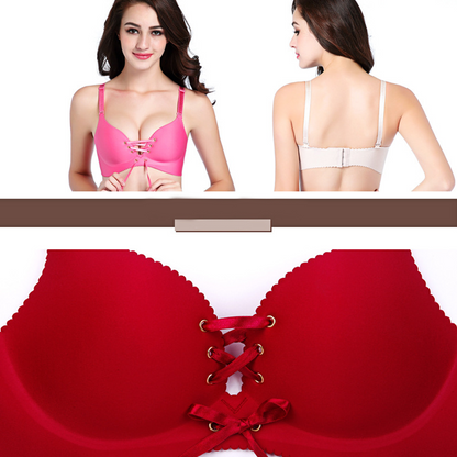 ✨ [2-Pack] Wireless Front-Drawstring Push-Up Bra – Breathable Honeycomb Support & 3-Way Convertible Straps