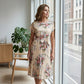 Damski kwiecisty plisowany midi dress