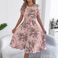 Damski kwiecisty plisowany midi dress
