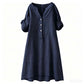 Damski Casual Tunic z Dekoltem w Kształcie Litery V i Guzikami
