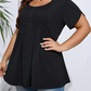 Damski T-shirt z plisowanym przodem i bufkami