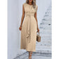 Elegancka sukienka damska w jednolitym kolorze z okrągłym dekoltem