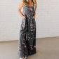 Damski Luźny Jumpsuit Dżinsowy z Nadrukiem