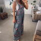 Damski Luźny Jumpsuit Dżinsowy z Nadrukiem