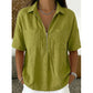 Women's Casual V-neck Zipper Short-Sleeved Top