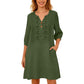 Women's Embroidered V-Neck Linen Dress