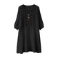 Women's Embroidered V-Neck Linen Dress