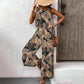 Women's Printed Sleeveless Top & Wide-Leg Pants Set