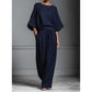 Women's Two-Piece Loose Fit Top and Wide-Leg Pants Set