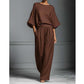Women's Two-Piece Loose Fit Top and Wide-Leg Pants Set