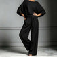 Women's Two-Piece Loose Fit Top and Wide-Leg Pants Set