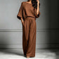 Women's Two-Piece Loose Fit Top and Wide-Leg Pants Set