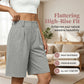 Women's Casual High-Waist Pleated Shorts