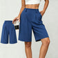 Women's Casual High-Waist Pleated Shorts