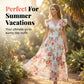 Women's Floral V-Neck Flutter Sleeve Maxi Dress