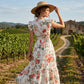 Women's Floral V-Neck Flutter Sleeve Maxi Dress