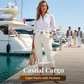 Damskie Luźne Spodnie Capri Cargo z Kieszeniami