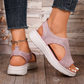 Women's Rhinestone Knit Platform Sandals