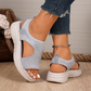 Women's Rhinestone Knit Platform Sandals