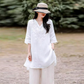 Damski top w stylu casual, luźny krój, dekolt w serek