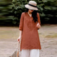Damski top w stylu casual, luźny krój, dekolt w serek
