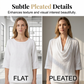 Women's Draped Neck 3/4 Sleeve Pleated Shirt