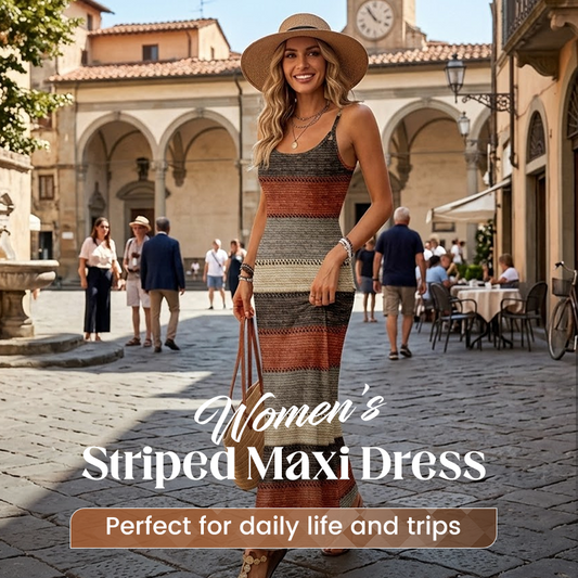 Women's Slim Fit Striped Maxi Dress