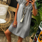 Women's Denim V-Neck Short Sleeve Dress