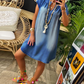 Women's Denim V-Neck Short Sleeve Dress