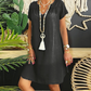 Women's Denim V-Neck Short Sleeve Dress