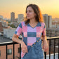 Women‘s Chic Denim Print V-Neck Tee