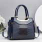 Women's Vintage Glossy Croc-Embossed Handbag
