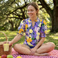 Women's Summer Floral Top with Puff Sleeves