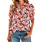 Women's Summer Floral Top with Puff Sleeves