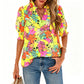 Women's Summer Floral Top with Puff Sleeves