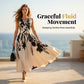 Women's Floral Print V-Neck Twisted Waist Maxi Dress