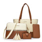4-in-1 Color-Block Tote Bag Set