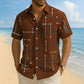 👔 📐Men’s Geometric Print Relaxed‑Fit Button‑Down Shirt