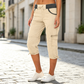 👖 Spodnie cargo typu capri z wysokim stanem – praktyczne kieszenie i luźny krój na co dzień