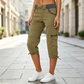 👖 Spodnie cargo typu capri z wysokim stanem – praktyczne kieszenie i luźny krój na co dzień