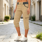 👖 Spodnie cargo typu capri z wysokim stanem – praktyczne kieszenie i luźny krój na co dzień