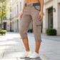 👖 Spodnie cargo typu capri z wysokim stanem – praktyczne kieszenie i luźny krój na co dzień